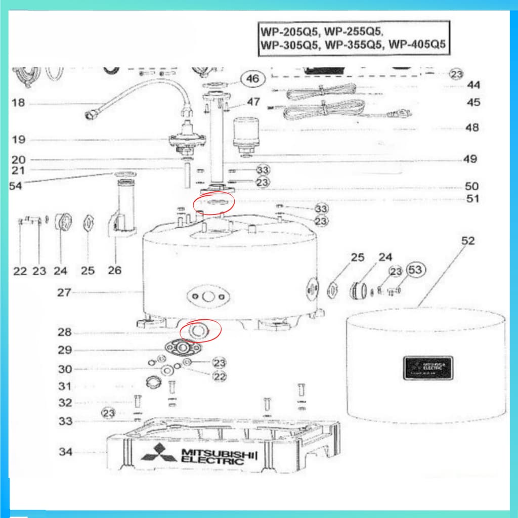 ยางกันรั่ว สำหรับ ปั้มน้ำ MITSUBISHI WP-85, WP-105, WP-155, WP-205, WP-255, WP-305, WP-355 รูปที่ 3