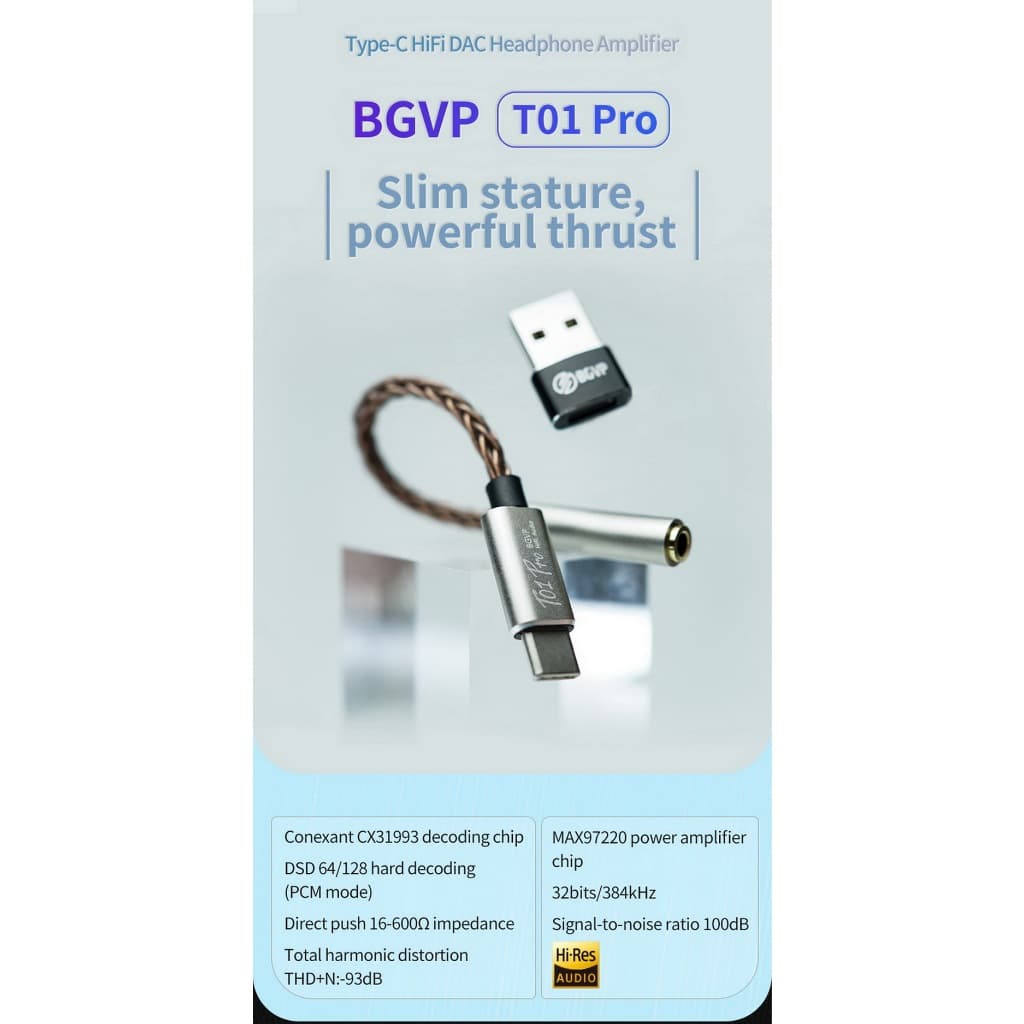BGVP T01 PRO Portable DAC/AMP หางหนู ชิป CX31993, MAX97220 รองรับ 32bit/384kHz ประกันศูนย์ไทย รูปที่ 2