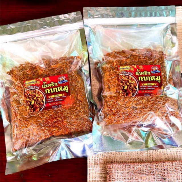 น้ำพริกกากหมูถวายแฮปปี้ฟู้ดส์/ 1กิโลกรัม เจ้าดังเมืองเหนือ ผสมกากหมูบดหยาบ กรอบอร่อย รูปที่ 1