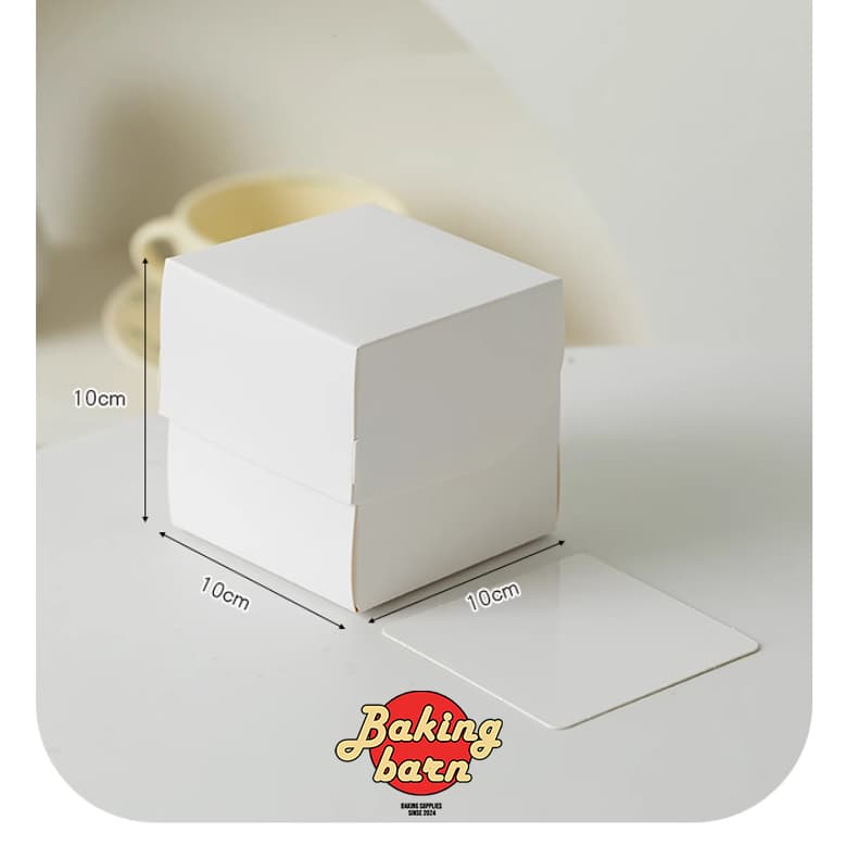 Baking Barn ปอนด์ ขาวล้วน ทรงสูง ขนาด10x10x10 ซม. cake box กล่องเค้ก พร้อมฐานรองเค้ก รูปที่ 7