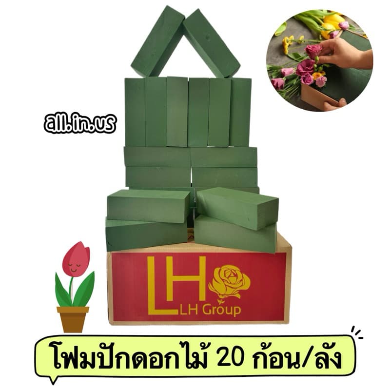 (ยกลัง 20 ก้อน) โอเอซิส โฟมปักดอกไม้ Floral foam ขนาด 23 x 10.5 x 7 เซนติเมตร
