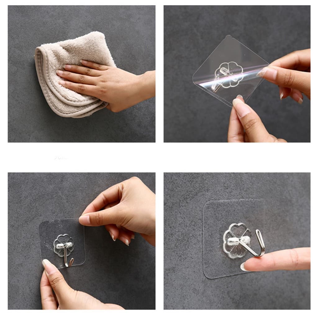 ตะขอติดผนัง ตะขอแปะผนัง หมุดตะขอใส ตะขอแขวนของ DIY ที่แขวนไม้กวาด Magic Hook สติ๊กเกอร์ติดผนัง ที่แขวนของ รูปที่ 5