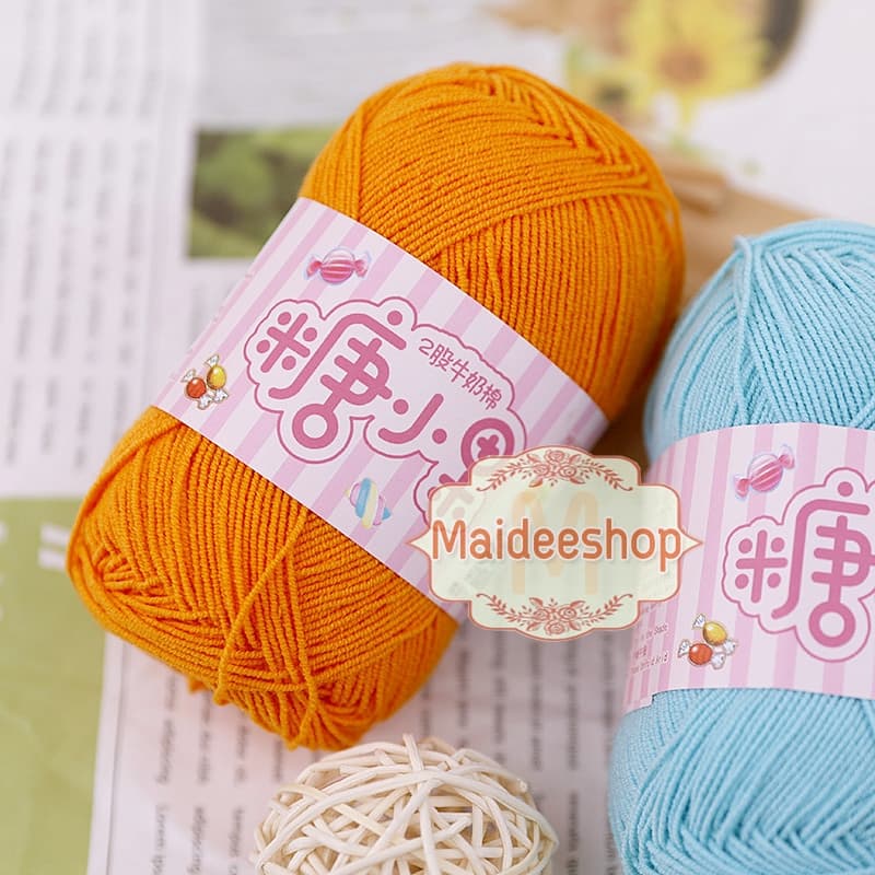 ไหมพรมคอตตอน+อะคริลิค 2Ply เกรดพรีเมี่ยม ไหมพรมเส้นเล็ก 1.3-1.5 mm. น้ำหนัก 40กรัม ไหมมีความนิ่ม นุ่ม ไม่ขึ้นขนค่ะ รูปที่ 2