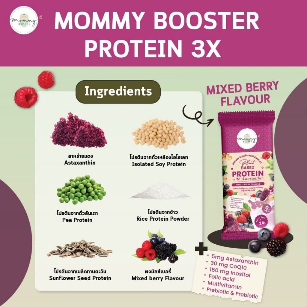 HOT !! Mommy Booster Protein 3X โปรตีนพรีเมียม บูสต์สำหรับคุณแม่เตรียมมีน้อง ตั้งครรภ์ และให้นม !! รูปที่ 5