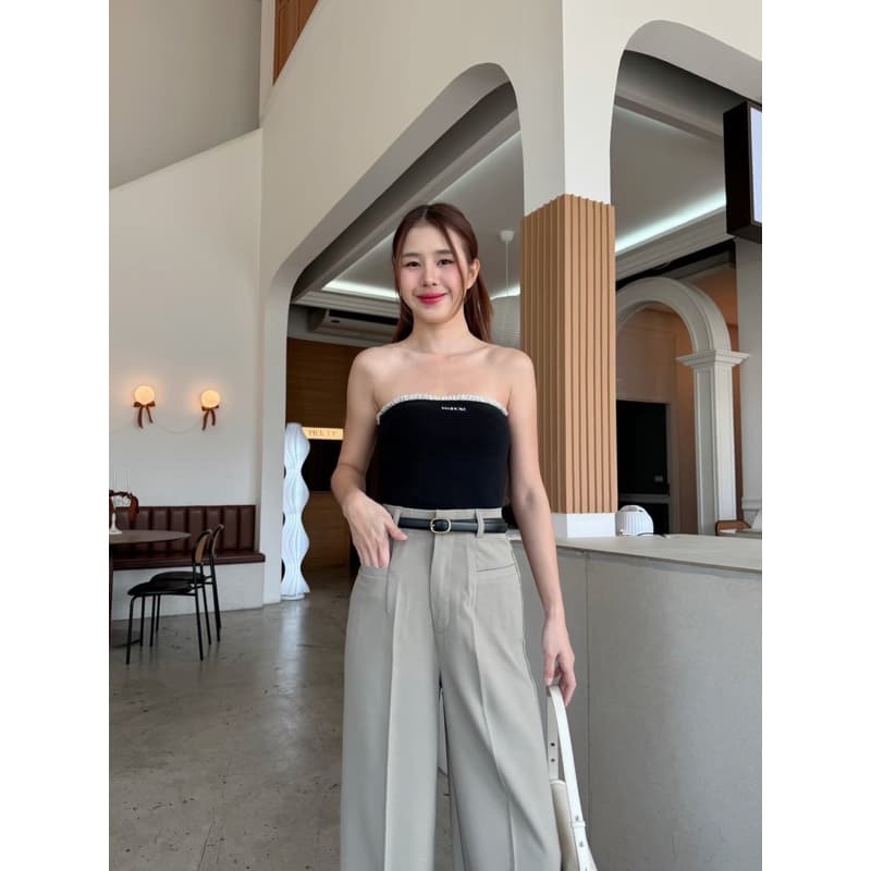 กางเกงขากระบอก ดีเทลกระเป๋าเจาะคู่หน้า ผ้าลิลลี่ งานซิปหน้าตะขอหน้า รูปที่ 4