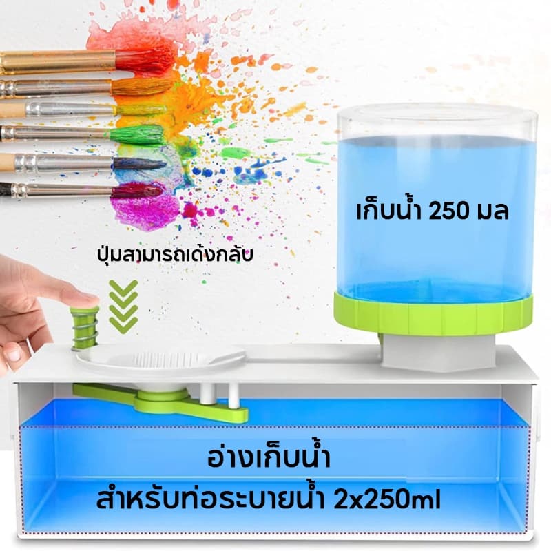 ถังล้างพู่กันพู่กัน Brush Washer สำหรับล้างแปรง สะดวก รวดเร็ว สามารถเปลี่ยนน้ำได้โดยอัตโนมัติ Brush Rinser รูปที่ 5