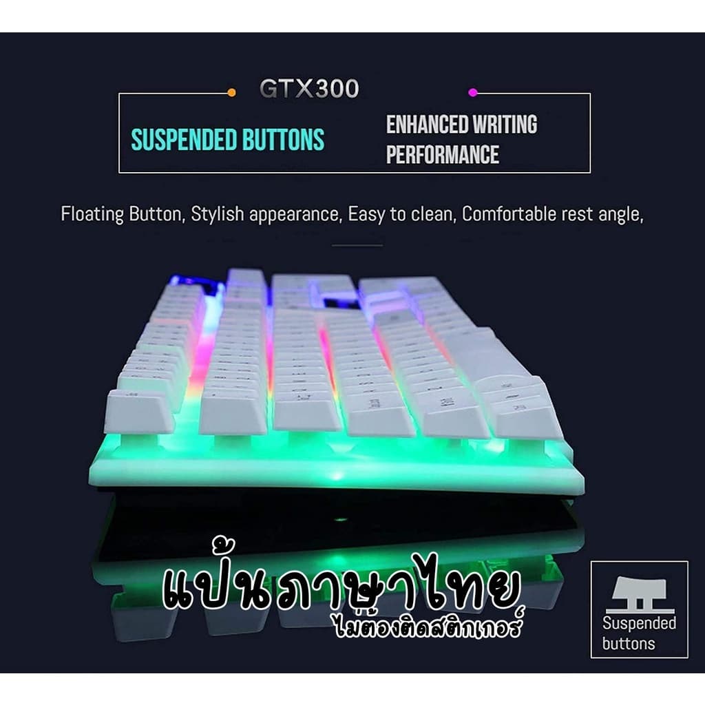 ชุดแป้นพิมพ์และเมาส์ ไฟสีรุ้ง สาย usb Gaming USB Keyboard mouse Rainbow RGB LED Illuminated เซตคีย์บอร์ด+เมาส์ รูปที่ 4