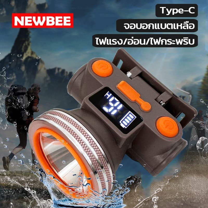 NEOBEE ไฟฉายคาดหัว จอ LED บอกแบตสถานะ TYPE-C แบตอึด8 ชั่วโมง แรงสูง A7 รูปที่ 1