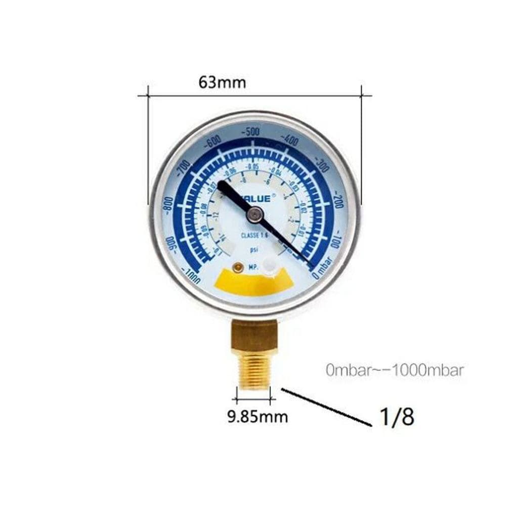 ไมครอนเกจ Vacuum Gauge VALUE แบบเข็ม พร้อมวาล์วปิดเปิด ตรวจสอบรั่ว หน้าจอ 63mm จัดชุด 3 ชิ้น สามารถดูแรงดันน้ำยาแอร์ได้ รูปที่ 5