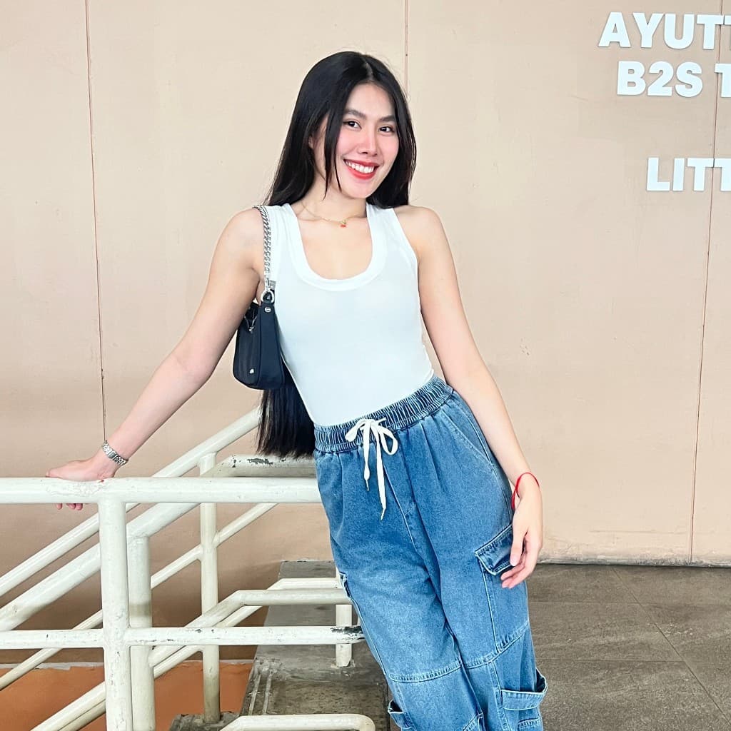 MesubShopเสื้อกล้ามเรย่อน ทรงรัดรูป ผ้ายืดเยอะมาก สาวอวบใส่ได้ ใส่พรางหุ่น เก็บทรงดีมาก รุ่น กล้ามอุด้ง รูปที่ 4