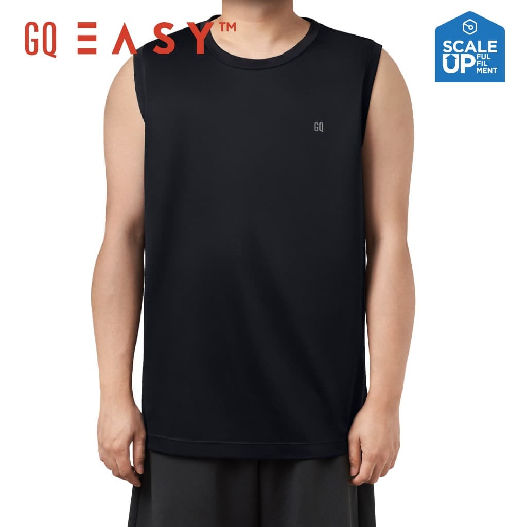 GQ Easy Sport เสื้อกีฬาคอกลม แขนกุด เสื้อยืดคอกลม สีดำ ของแท้ % รูปที่ 1