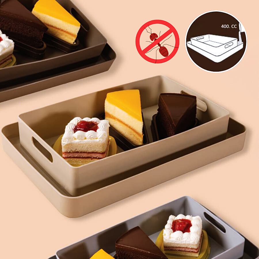 ถาดกันมด รองน้ำ ใส่อาหาร เครื่องดื่ม ขนมหวาน ถาดอาหารกันมด คละสี ขอบหนา พลาสติกเกรดA 5kf รูปที่ 5