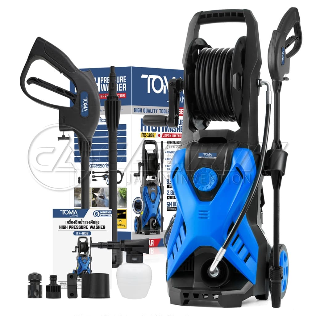 TOMA JAPAN เครื่องฉีดน้ำแรงดันสูง 180 บาร์ 2,800 วัตต์ X-SERIES ปรับแรงดันน้ำได้ ดูดน้ำได้ด้วยตัวเอง รุ่น ITX-180B รูปที่ 8