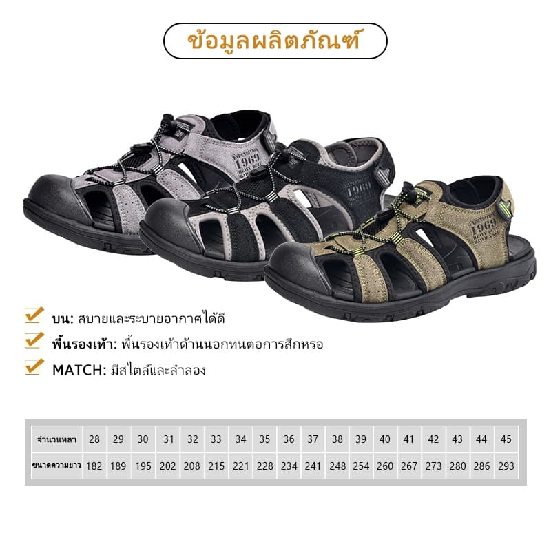 รองเท้าแตะผู้ชาย ปีน ลุย ท่องเที่ยวได้ ไซส์40-45 รองเท้าแตะแบบสวม รูปที่ 2
