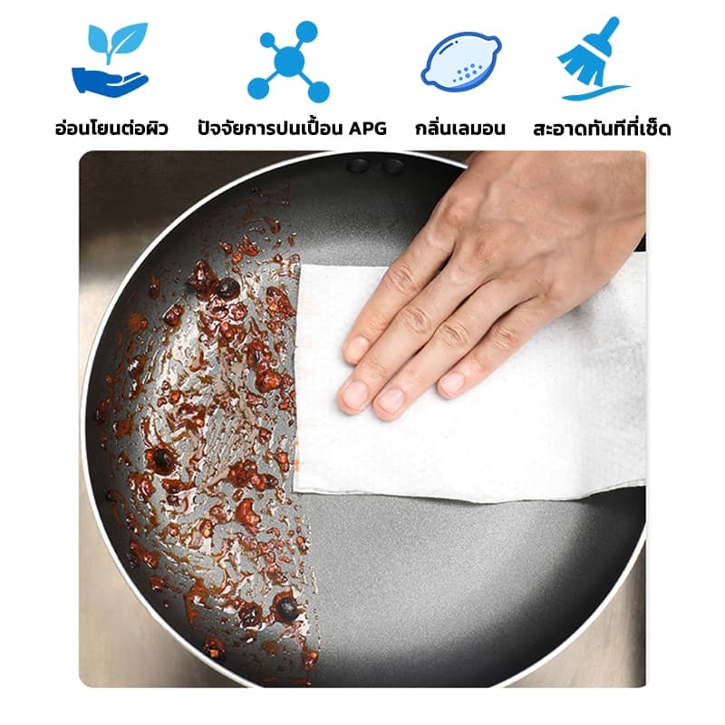 ทิชชู่เปียกห้องครัว แผ่นทำความสะอาดครัว กลิ่นเลมอน มีน้ำยาในตัว ขจัดคราบมัน เช็คเครื่องต่างๆในครัว ห่อละ40แผ่น รูปที่ 4