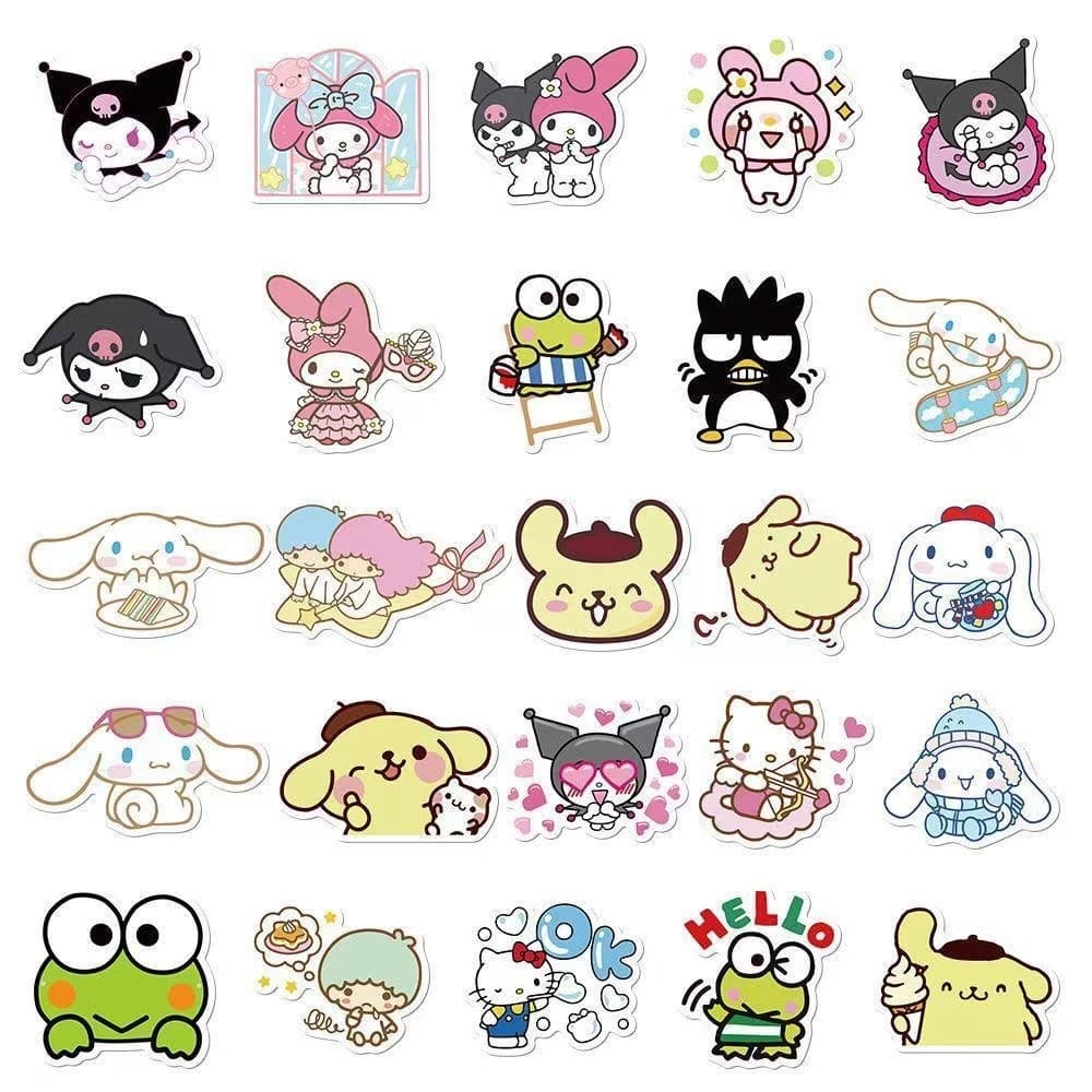100แผ่น น่ารัก sanrio การ์ตูน สติ๊กเกอร์ สําหรับตกแต่งกระเป๋าเดินทาง iPad ตู้เย็น ถ้วยน้ำ แล็ปท็อป กีตาร์ DIY รูปที่ 8