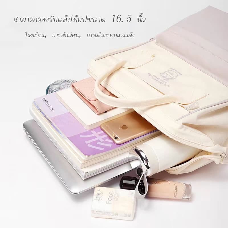 เดิมเกาหลีกระเป๋าเป้สะพายหลังผู้หญิง Makaron สีสันกระเป๋านักเรียนความจุขนาดใหญ่กันน้ำเดินทางกระเป๋าเป้สะพายหลัง รูปที่ 3