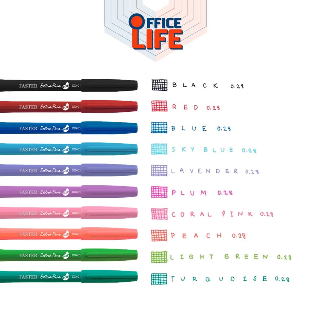 Faster ปากกาสี ปากกาเอ็กซ์ตร้า ไฟน์ รุ่น CX401 หัวขนาด 0.28 มม. ตัดเส้น รูปที่ 2