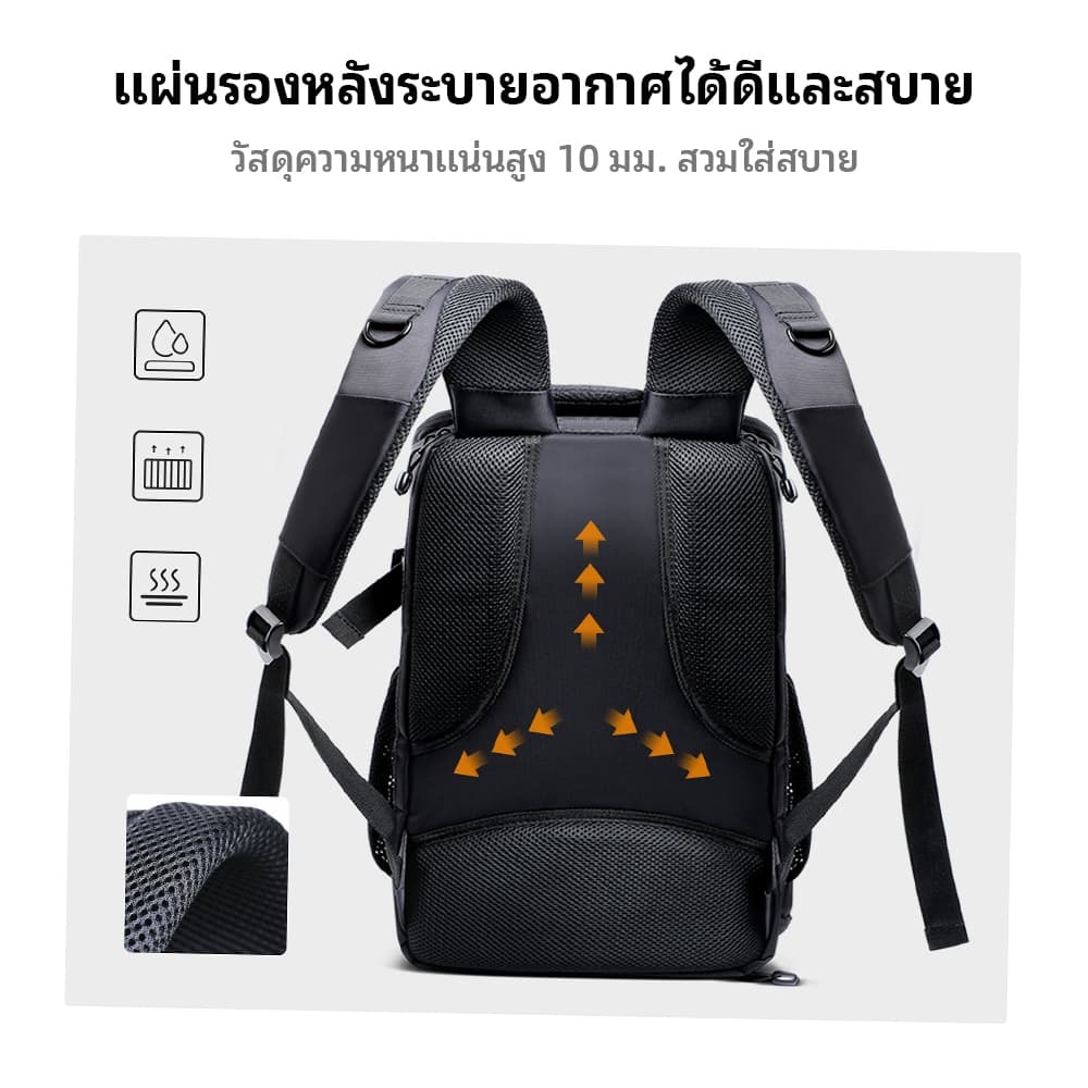 K&F CONCEPT 25L กระเป๋าเป้สะพายหลังการถ่ายภาพ ซิปเปิดเต็ม เข้าถึงง่าย ใส่กล้องได้ 2 ตัว Laptop 15.6" รูปที่ 7