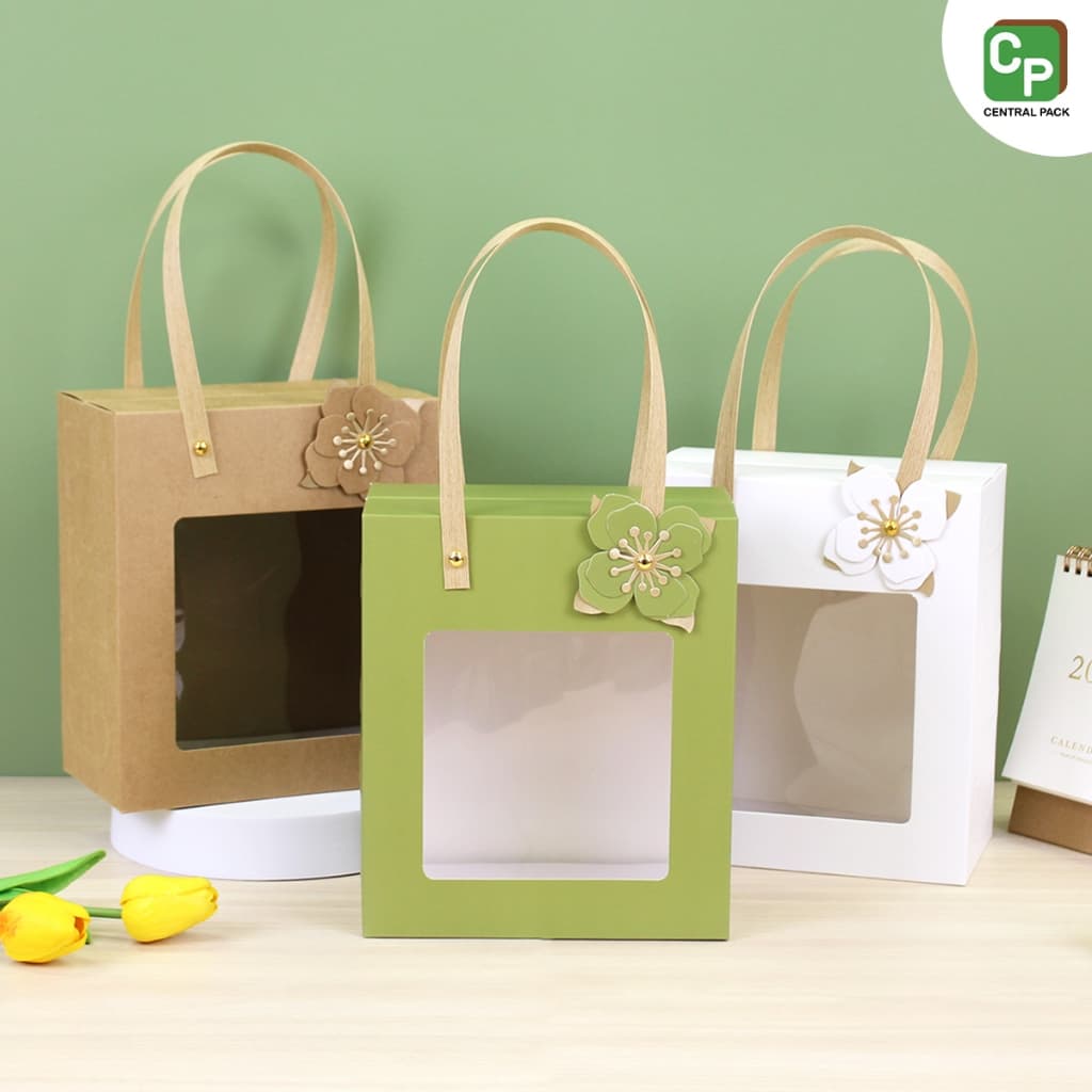 กล่องหูแข็งหน้าต่าง ดอกไม้ DIY กล่องใส่ของขวัญ ของฝาก ชุดกิ๊ฟเซทน้ำหอม ของรับไหว้ รูปที่ 7