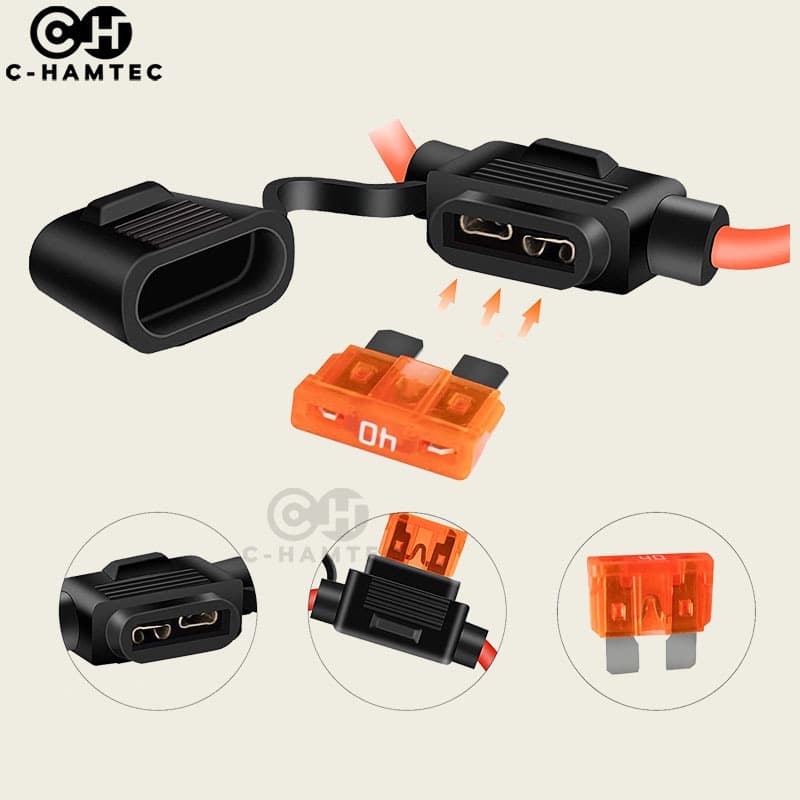 กระบอกฟิวส์เสียบกันน้ำ สายขนาด 18AWG 16AWG 14AWG 12AWG 10AWG 8AWG แถมฟิวส์แท้จากญี่ปุ่นและอเมริกา รูปที่ 2