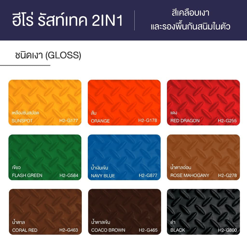 ฮีโร่ รัสท์เทค 2IN1 ชนิดเงา สีทาเหล็ก สีเคลือบ และรองพื้นกันสนิมในตัว HERO RustTech Gloss 2IN1-Enamel & Primer รูปที่ 5