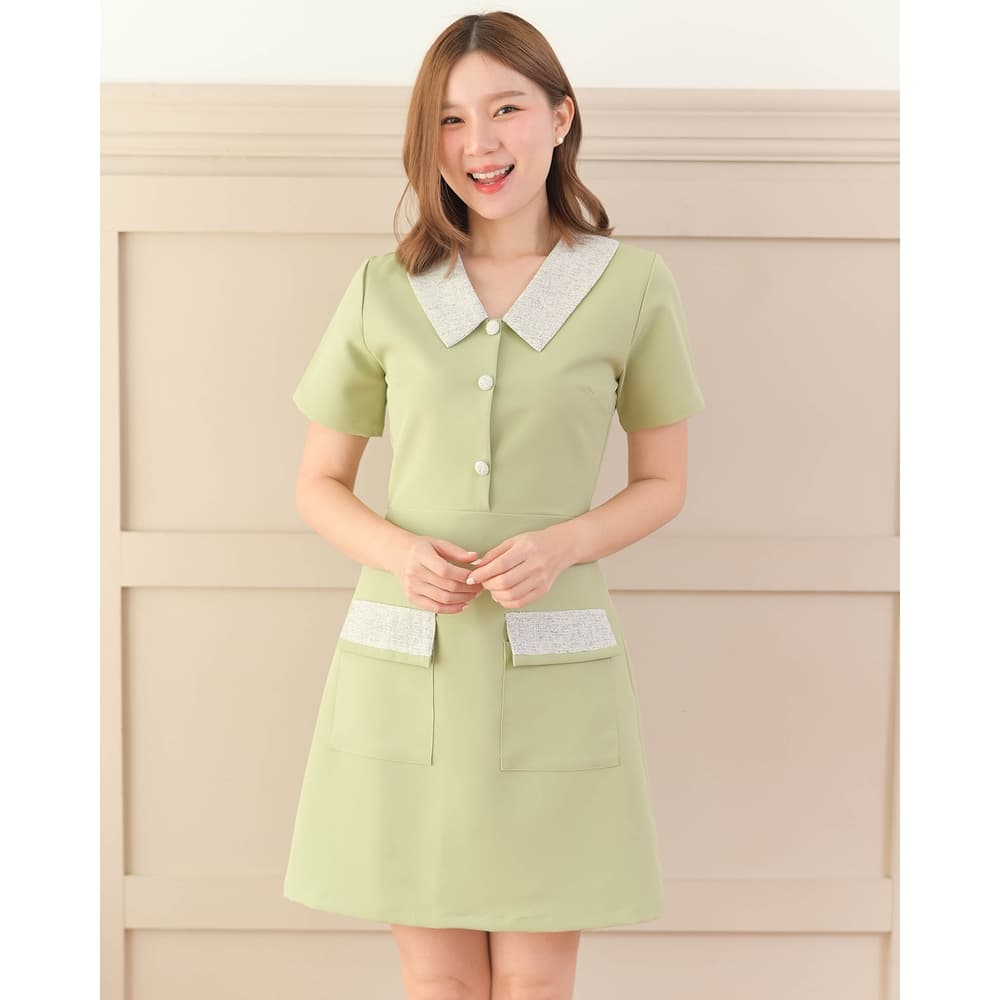 Mulberry dress - ชุดเดรสทำงาน ชุดทำงานผู้หญิง เดรสคอปก มีกระเป๋า สวยสุภาพ - CRAYONBRAND รูปที่ 3