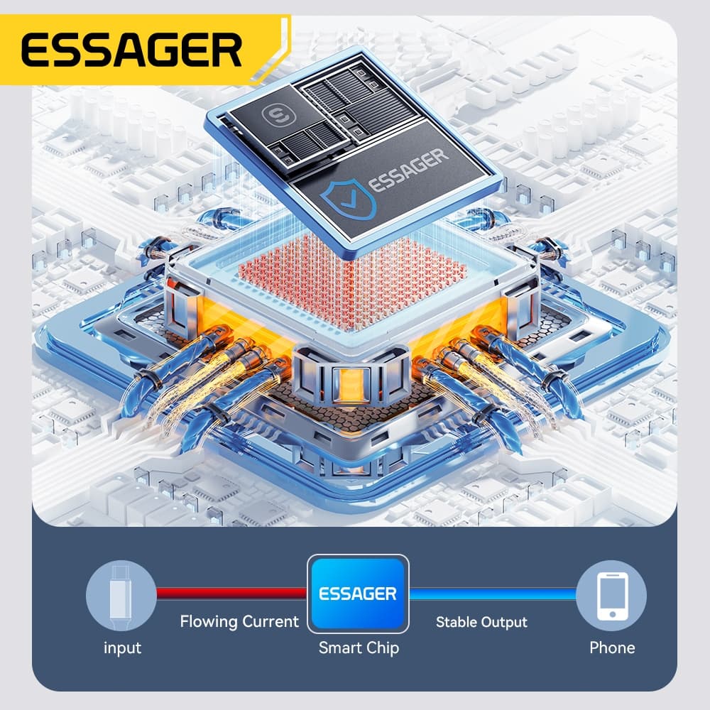 Essager 6A 120W สายเคเบิล USB ถึง Type-C พร้อมจอแสดงผลแบบดิจิทัล สายชาร์จเร็ว A ถึง C สำหรับ Xiaomi รูปที่ 4