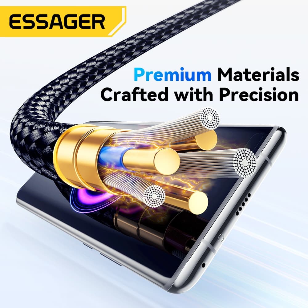Essager 6A 120W สายเคเบิล USB ถึง Type-C พร้อมจอแสดงผลแบบดิจิทัล สายชาร์จเร็ว A ถึง C สำหรับ Xiaomi รูปที่ 6