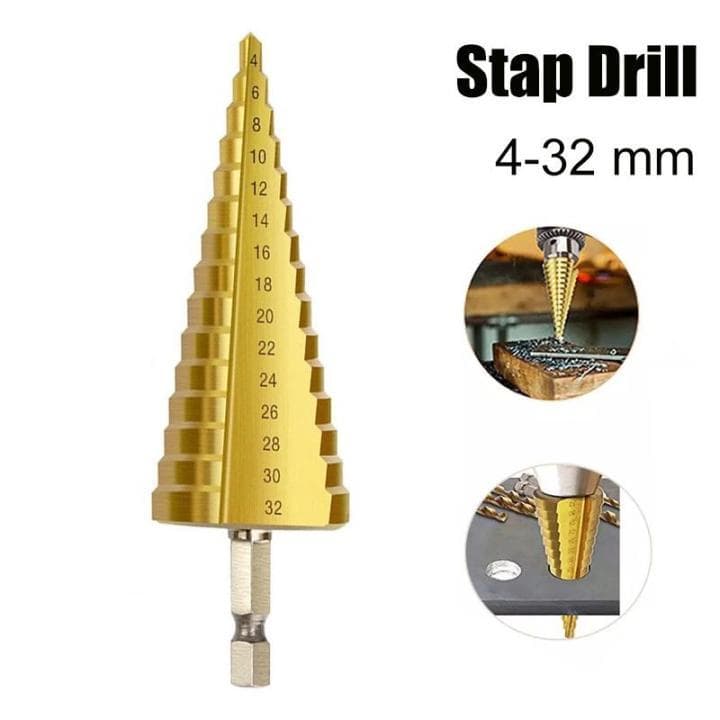 ดอกสว่าน ชุดดอกเจดีย์ ดอกเจดีย์ ทรงเจดีย์ เคลือบไททาเนี่ยม เจาะรู ขยายรู Step Drill 4-12mm / 4-20mm / 4-32mm รูปที่ 9