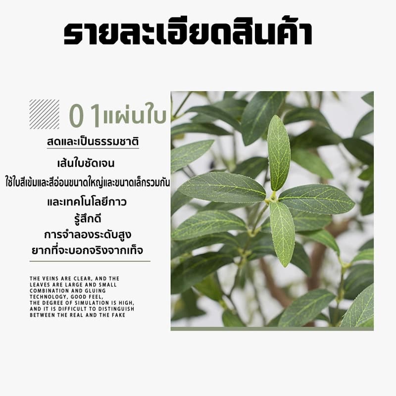 ต้นโอลีฟ ต้นมะกอกปลอม ลำต้นสีน้ำตาลเหมือนของจริง พืชจำลอง ยากที่จะบอกจริงจากเท็จ 120/150/180cm รูปที่ 2