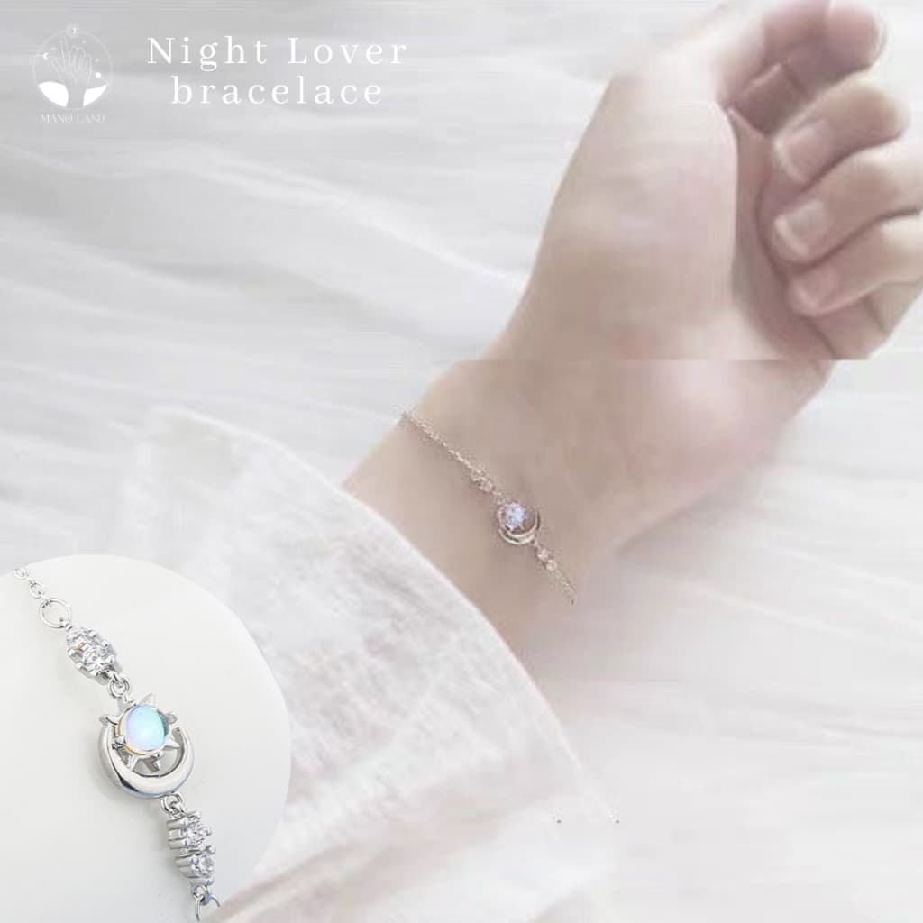 MNLNight Lover สร้อยข้อมือ พระจันทร์ดาว สำหรับคู่รัก ความหมายดี เครื่องประดับแฟชั่นเงินแท้ สไตล์มินิมอล เกาหลี ครบรอบ รูปที่ 3