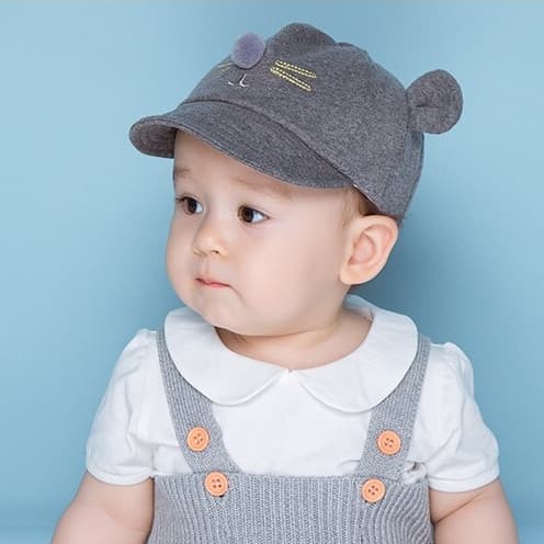Babyonline 2A8 หมวกเบสบอลสำหรับเด็กผู้ชายแต่งหูหมีน่ารัก ปรับสายได้ รูปที่ 5