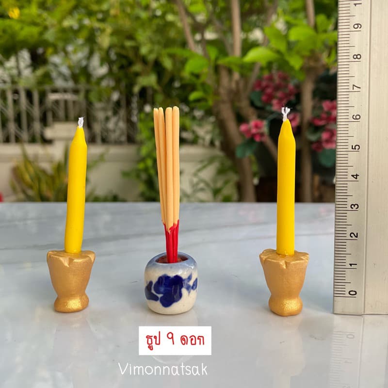 ธูปเทียนจิ๋ว บูชาสิ่งศักดิ์สิทธิ์ ดินปั้น สูง 7 ซม. รูปที่ 6