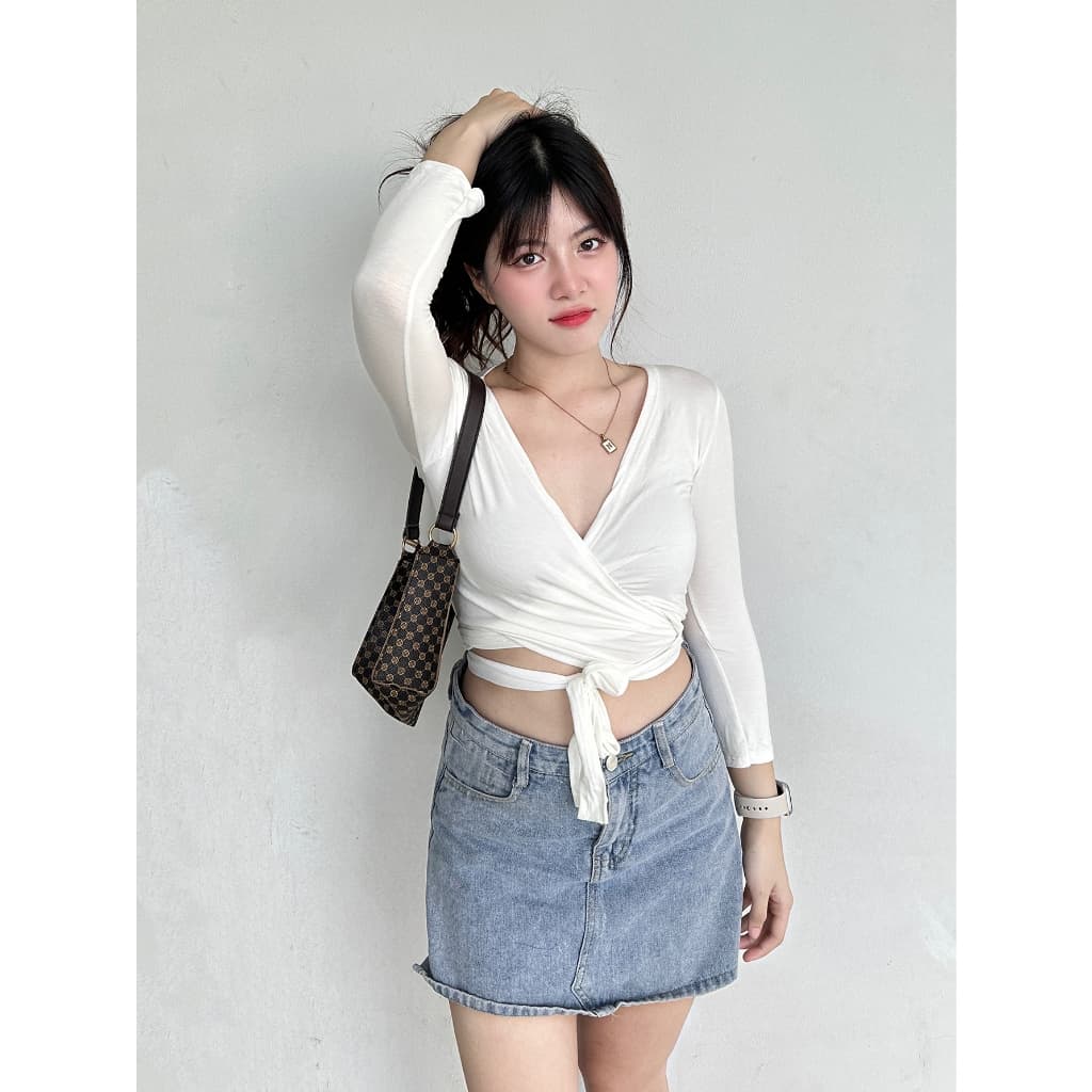 PIN113 ครอปท๊อปผูกเอว DJ รูปที่ 5