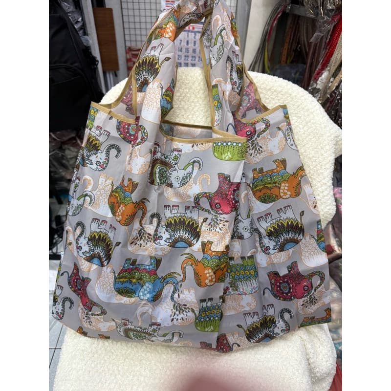 กระเป๋าช้อปปิ้งถุงผ้าลายช้างไทยผ้าร่ม เนื้อผ้าหนา ขนาด58x42cm รูปที่ 4
