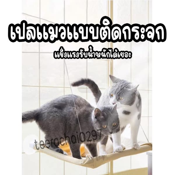 เปลแมวติดกระจก รับน้ำหนักได้ถึง 20kg เปลสัตว์เลี้ยงสีพาสเทล ที่นอนแมว บ้านแมว รูปที่ 1