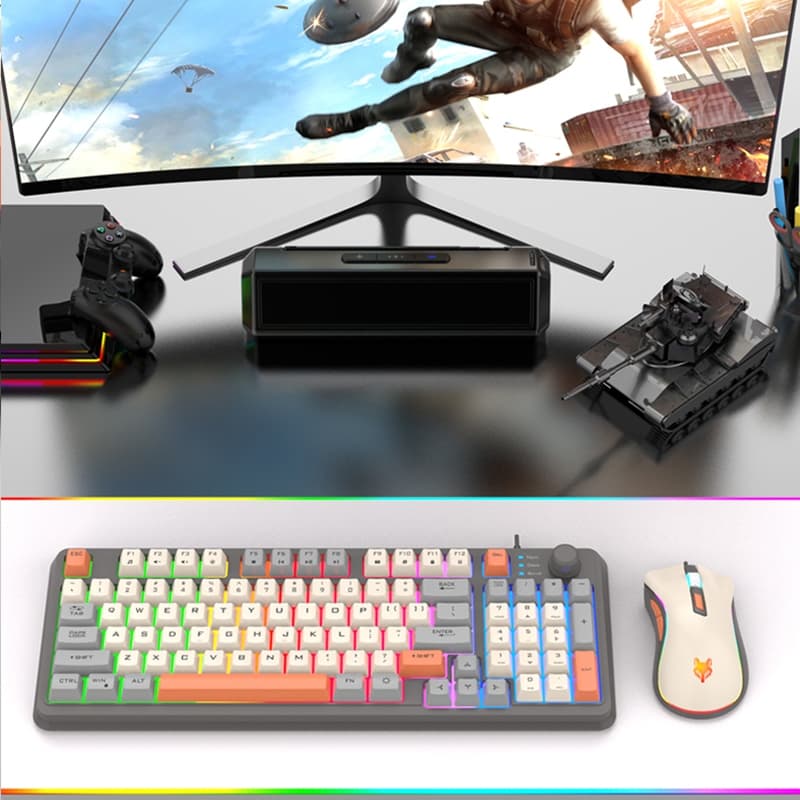 K820 RGB คีย์บอร์ดเกมมิ่งมีสาย USB Keyboard 94 คีย์ เซตคีย์บอร์ด+เมาส์ สําหรับแล็ปท็อป เดสก์ท็อป Pc รูปที่ 7