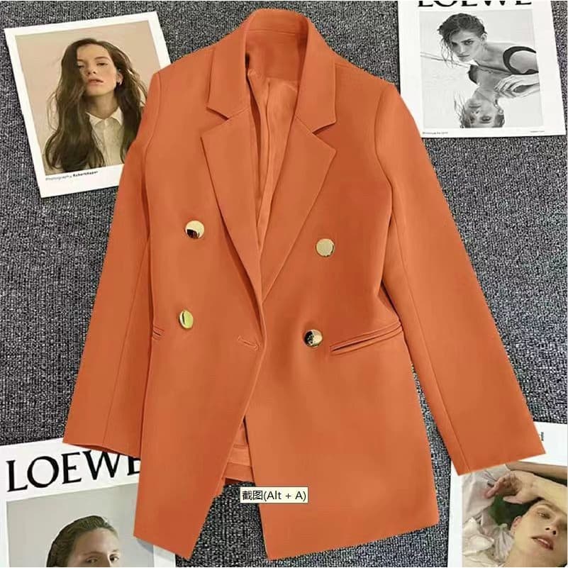 ในไทย SUIT-09 เสื้อเบเซอร์ กระดุมทอง 4 เม็ด สูทแฟชั่น สีพื้น สำหรับผู้หญิง ผ้านิ่ม ใส่สบาย รูปที่ 5