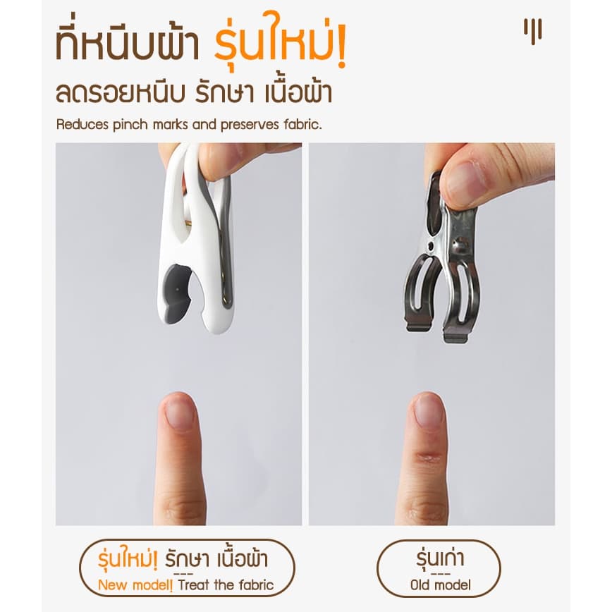 Zigma home - ที่หนีบผ้า กิ๊บหนีบผ้า สไตล์ มินิมอล หนีบแน่น ผ้าไม่เป็นรอย ผลิตจาก PP+TPR คุณภาพสูง ทนทาน รูปที่ 3