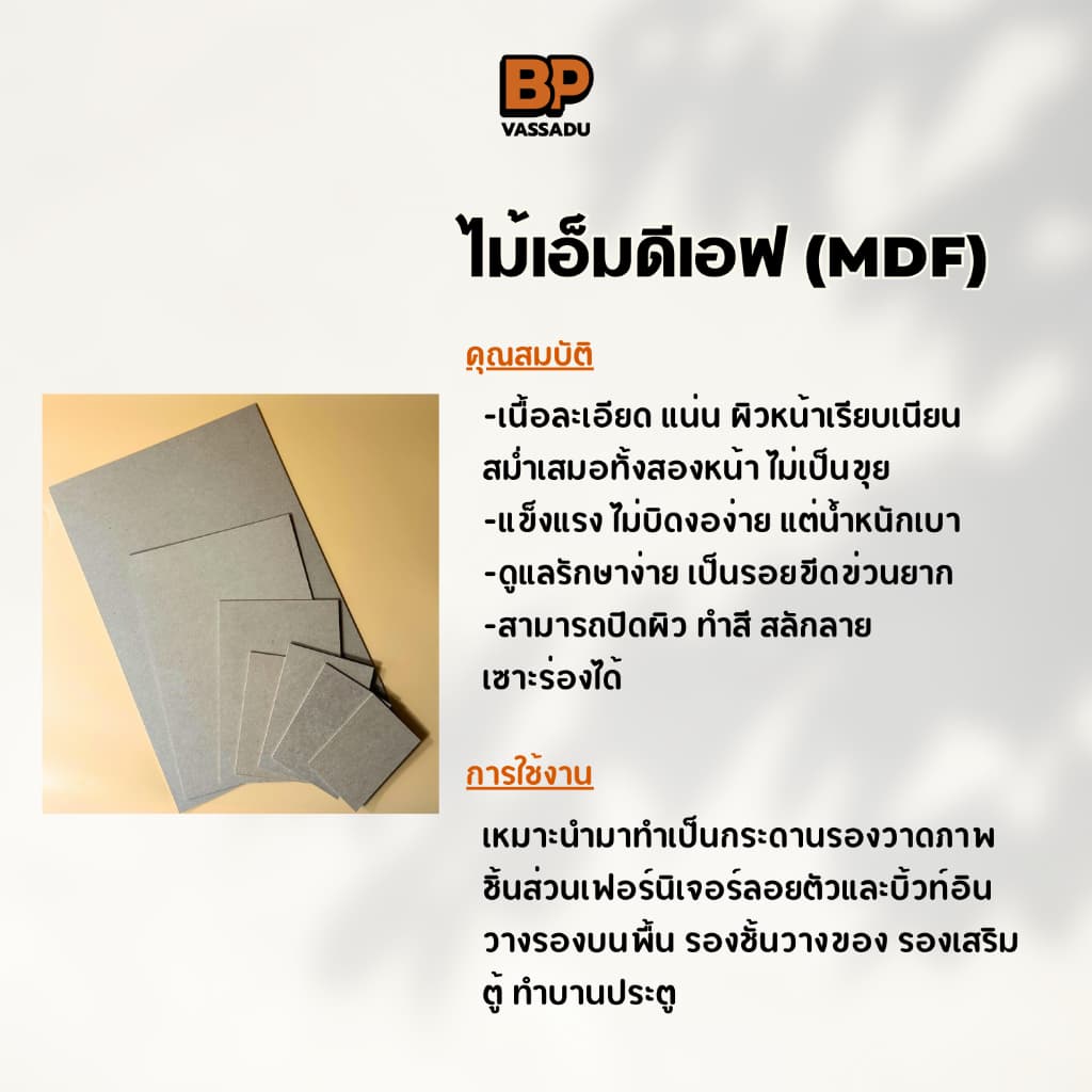 แผ่นไม้ MDF 3 มิล หลายขนาด | รองวาดรูป ปิดหลังกรอบ งานDIY ไม้อัดเปิดบล็อก งานฝีมือ รูปที่ 2