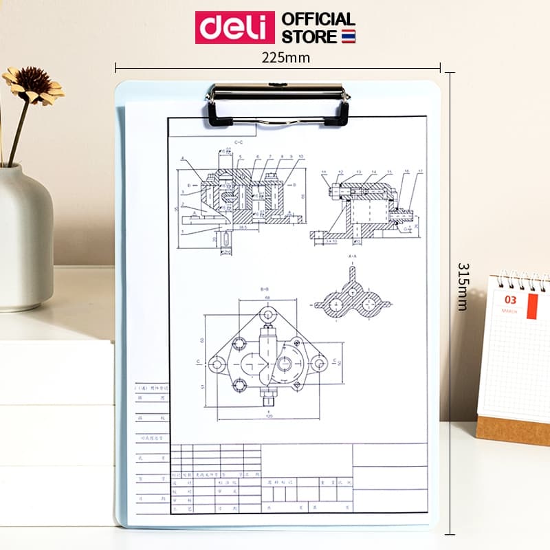 กระดานคลิปบอร์ดแฟนซีแนวตั้ง A4 Deli รุ่น PE103 สำหรับรองกระดาษ มีคลิปหนีบ รูปที่ 8