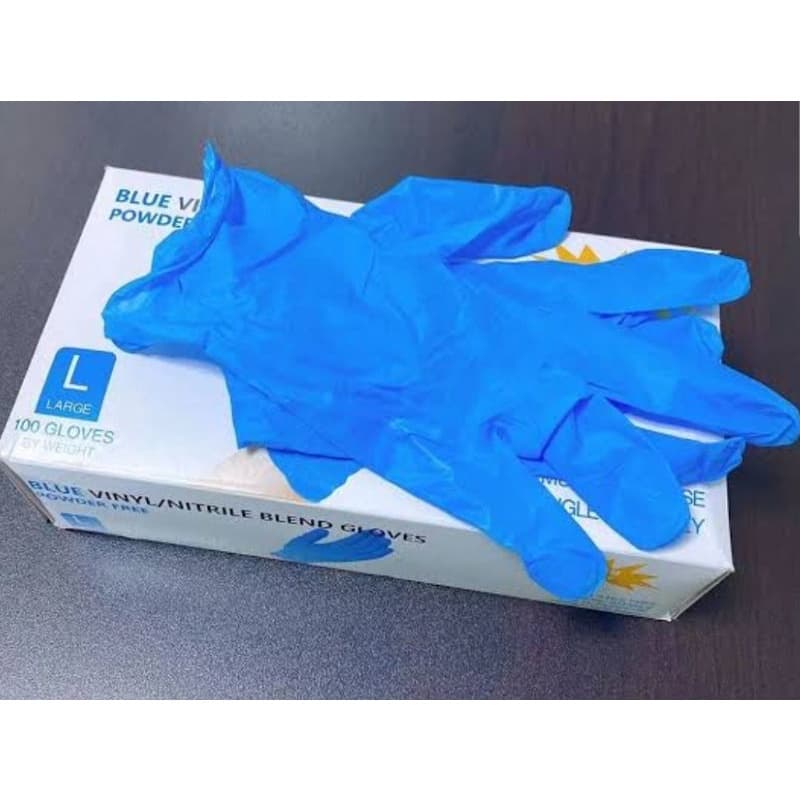 ถุงมือทำอาหาร 100pc/บรรจุกล่อง ถุงมือป้องกันเชื้อโรค ถุงมือยางสีฟ้า ไม่มีแป้ง รูปที่ 1