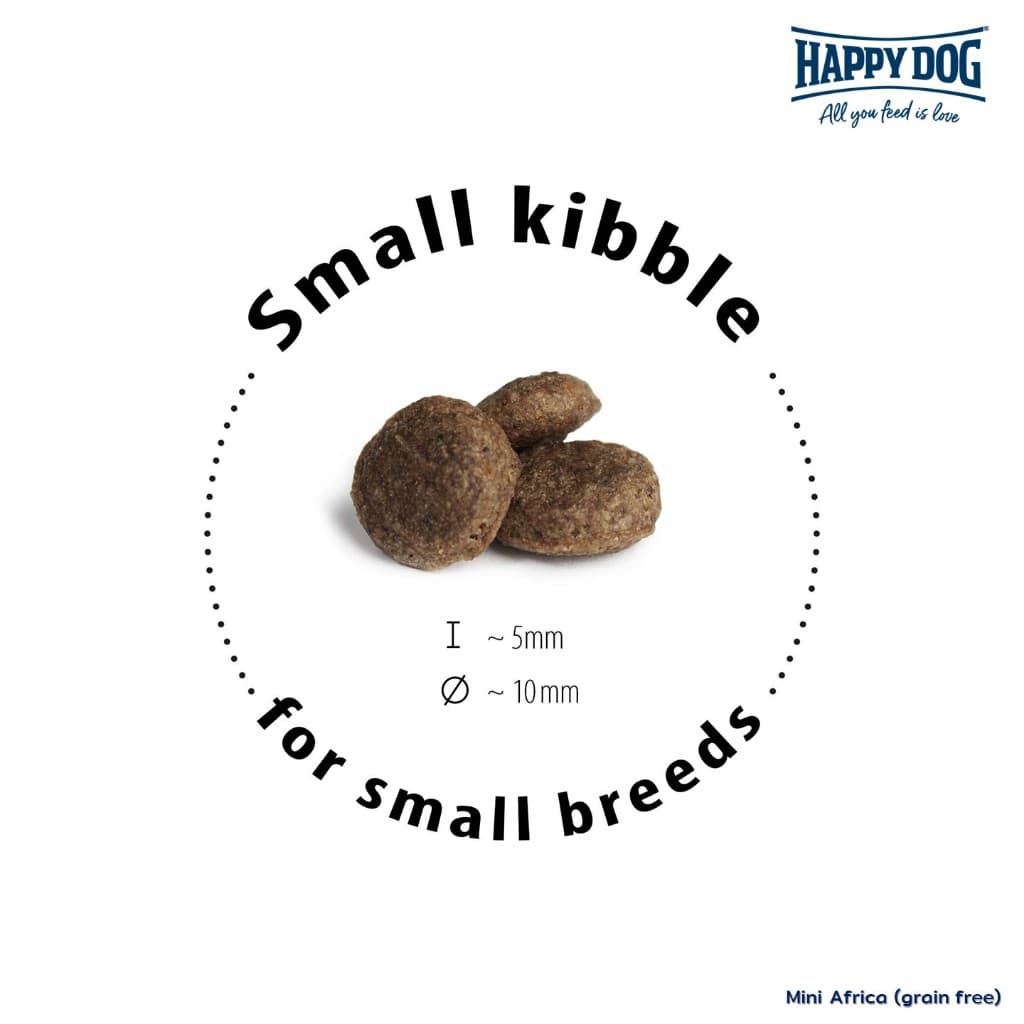 HAPPY DOG Mini Africa อาหารสุนัขโตพันธุ์เล็ก สูตรปราศจากธัญพืช เนื้อนกกระจอกเทศ 4 Kg รูปที่ 3
