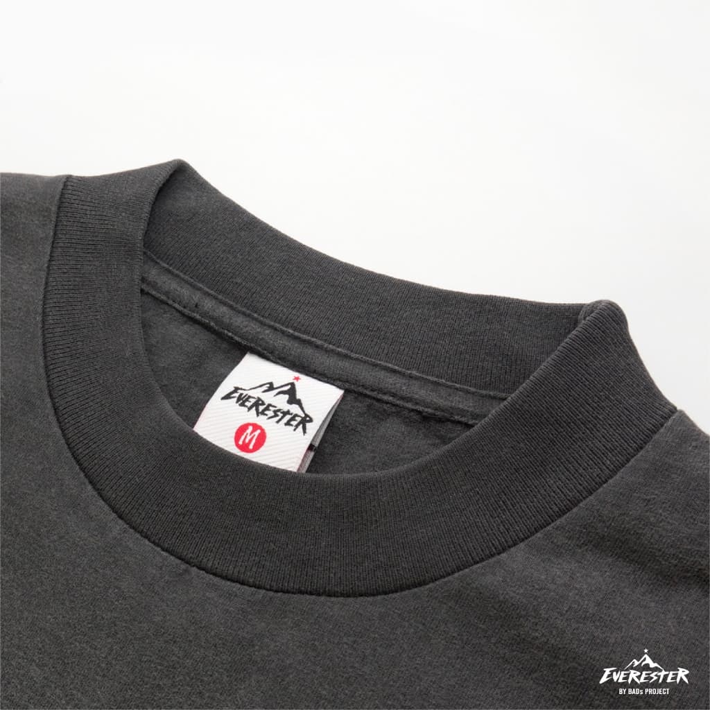 EVERESTER เสื้อคอฟิต อก 42"- 52" ฟอก เฟดเทาดำ Heavy Cotton 100% Oversize รุ่น Paradise ฟอกเทาดำ FED รูปที่ 6