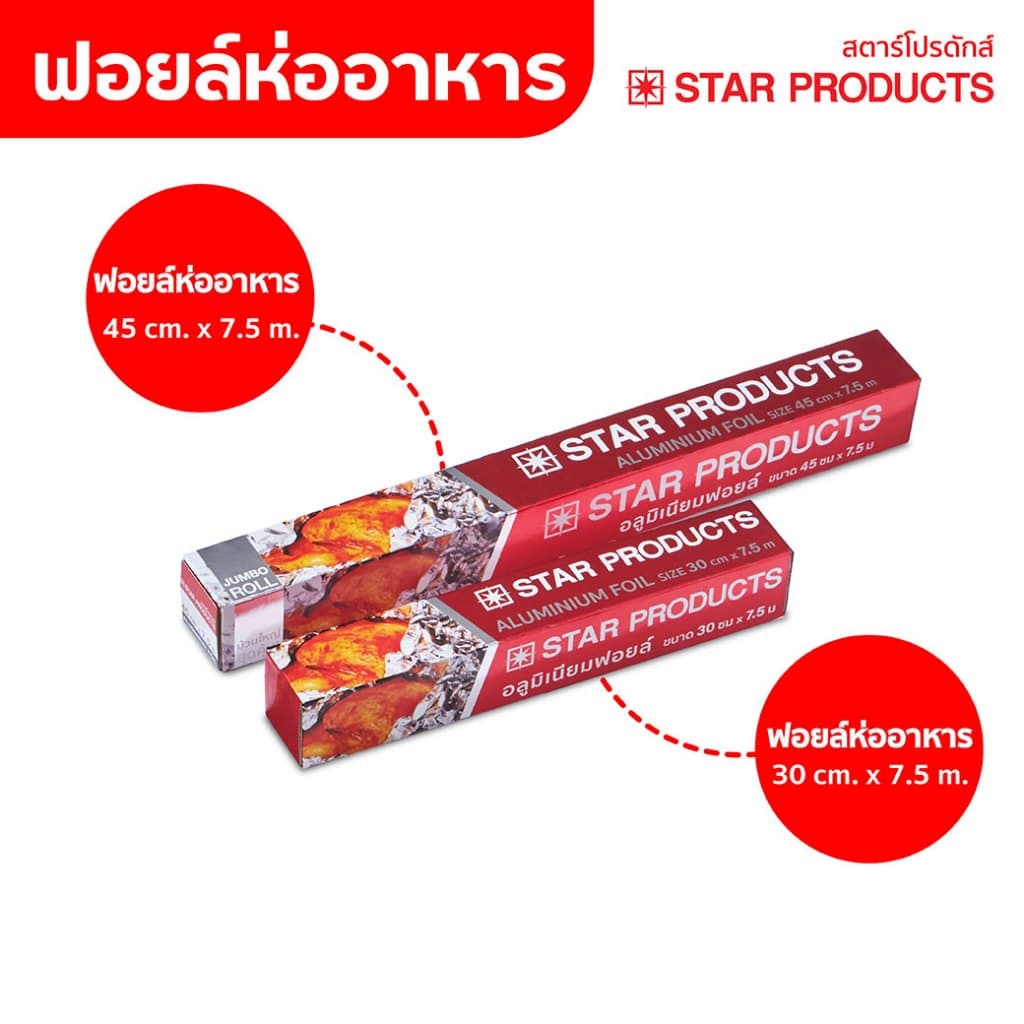 ใหม่! ฟอยล์ห่ออาหาร Top Roll สตาร์โปรดักส์ ขนาดกว้าง 30 cm กับ 45 cm x 7.5 m รูปที่ 1