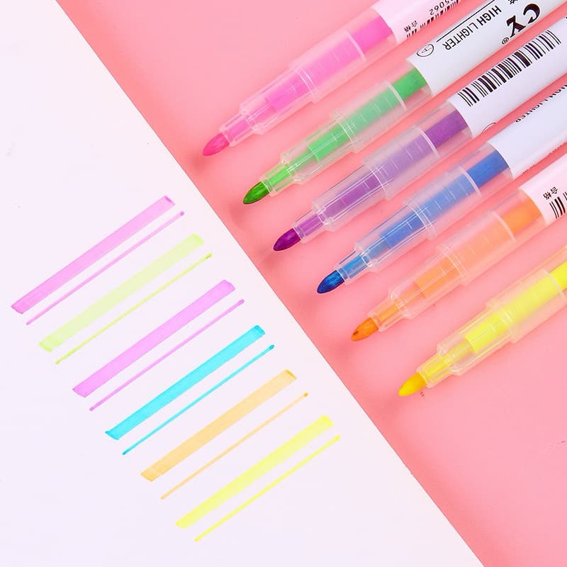 ในไทยปากกาไฮไลท์ 6 สี มี 2 หัว ปากกาเน้นข้อความ รูปที่ 4