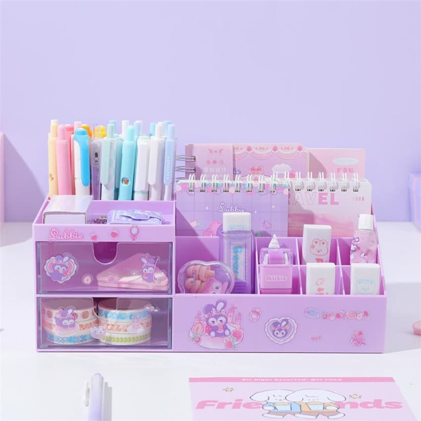 ฟรีสติ๊กเกอร์ กล่องใส่เครื่องสำอาง มีลิ้นชัก 2ชั้น กล่องใส่ของอเนกประสงค์ กล่องเก็บของ มีหลายช่อง รูปที่ 6