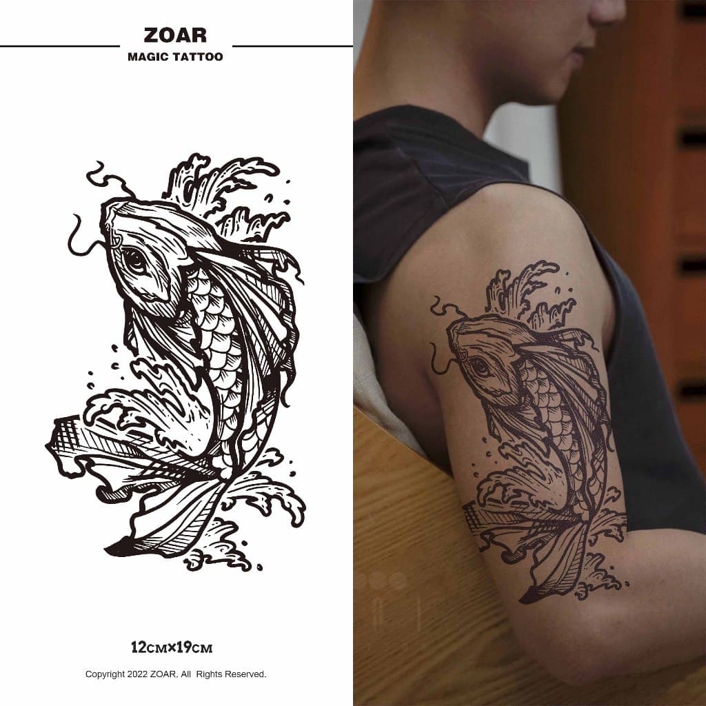COD ส่งจากไทยแทททู ZOARL19 Magic tattoo สติ๊กเกอร์รอยสัก กันน้ำรอยสัก ลายสัก 15 วัน สีดำ รูปที่ 4