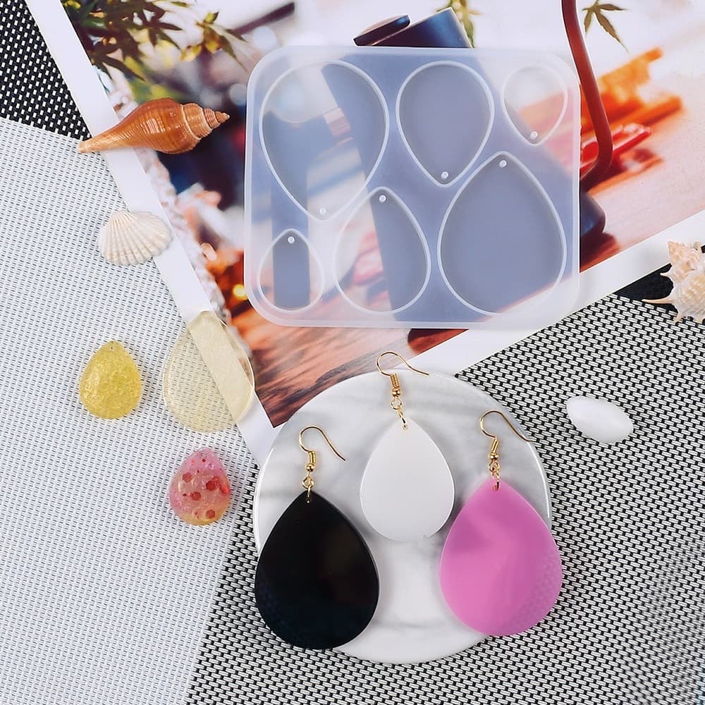 แม่พิมพ์ซิลิโคนต่างหู พวงกุญแจ สร้อยคอ สำหรับทำเครื่องดับเรซิ่น DIY รูปที่ 4
